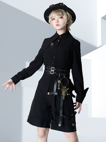 Pre-sell Gothic Lolita Blouses Long Sleeves Blouse Jacquard Lolita Top Black Lolita Shirt