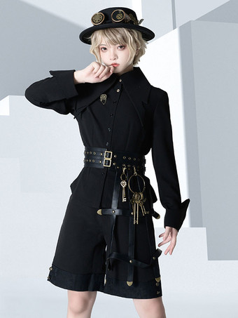 先行販売ゴシックロリータ ブラウス長袖ブラウス ジャカード ロリータ トップ黒ロリータ シャツ