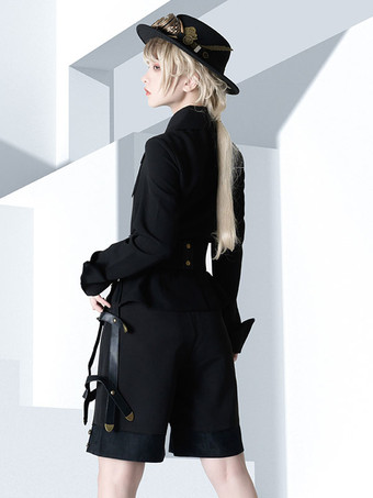 先行販売ゴシックロリータ ブラウス長袖ブラウス ジャカード ロリータ トップ黒ロリータ シャツ