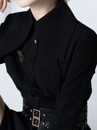 先行販売ゴシックロリータ ブラウス長袖ブラウス ジャカード ロリータ トップ黒ロリータ シャツ