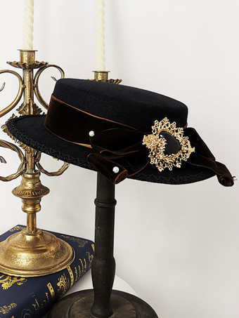 ディープブラウンスチーム パンクなロリータ ハット ブルゴーニュ ボウ アクセサリー ロリータ アクセサリー