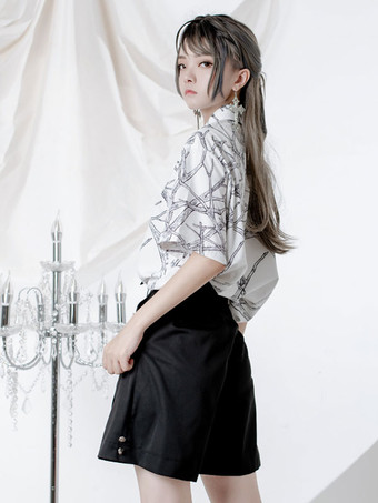 プレセール ゴスロリ ブラウス ブラック 半袖 ロリータ トップ ロリータ シャツ