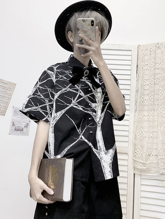 ブラック プレセール ゴスロリ ブラウス ブラック 半袖 ロリータ トップ ロリータ シャツ