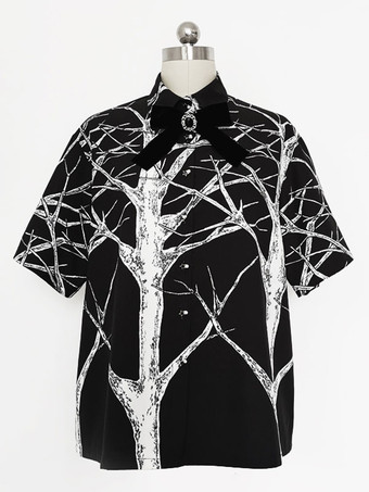 プレセール ゴスロリ ブラウス ブラック 半袖 ロリータ トップ ロリータ シャツ