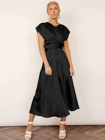 ブラック パーティードレス ブルー グリーン ジュエルネック セミフォーマルドレス ワインレッド