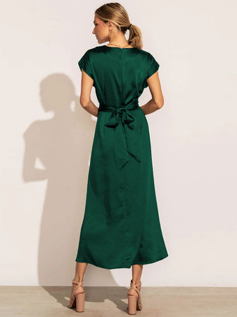 パーティードレス ブルー グリーン ジュエルネック セミフォーマルドレス ワインレッド