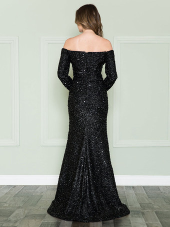 イブニングドレスマーメイドバトーネック スパンコール付き トレインフォーマルディナードレス
