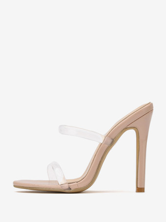Sandali con tacco da donna Sandali con punta tonda Tacco a spillo Sandalo per PC trasparente Scivoli