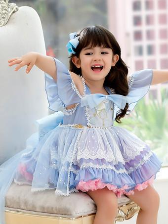 open lace back dress Blue Princess Dress (09) 2