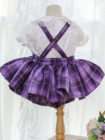 ポリエステル お茶会 ボウタイ ポリエステル サマースカート 甘い パープル 子供用ロリータドレス