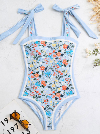 女性用ワンピース水着 両面花柄ビーチ水着