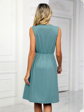 サマードレス Vネック ピューター ミディアム ビーチドレス