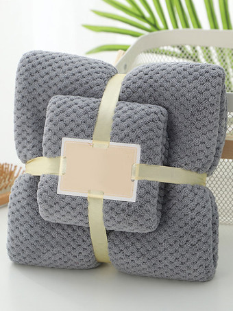 ダークグレー コーラルフリース ビーチタオル 2点セット 140×70cm 75×35cm