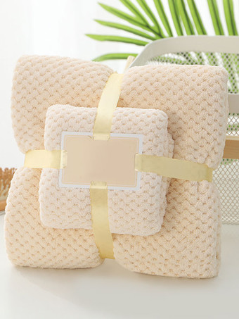 アイボリー コーラルフリース ビーチタオル 2点セット 140×70cm 75×35cm