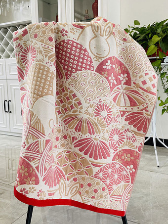 レッド コットン ビーチ タオル自由奔放に生きるプリント 140 * 70 cm