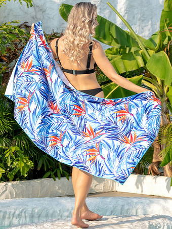 ブルー スクエアビーチタオル サンドフリー ボヘミアン 速乾 160×80cm