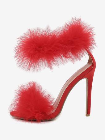 Red hot sale feather sandals