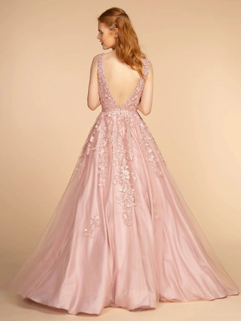 プロムドレスV ネック A ライン ノースリーブ レース ウェディング ゲスト ドレス