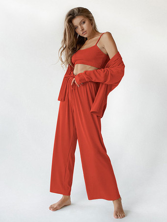 NaranjaHome Wear Ropa de salón informal de manga larga de 3 piezas