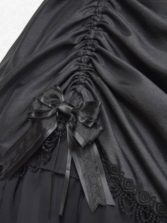 古典的なロリータ ドレス ポリエステル ノースリーブ ロリータ ドレス クラシック ブラック