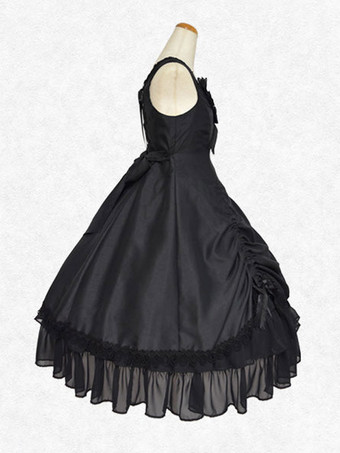 古典的なロリータ ドレス ポリエステル ノースリーブ ロリータ ドレス クラシック ブラック