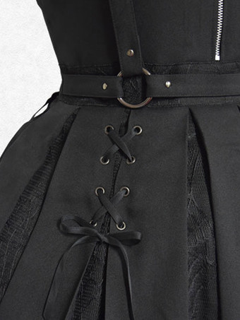 古典的なロリータ ドレス ポリエステル ノースリーブ ロリータ ドレス クラシック ブラック