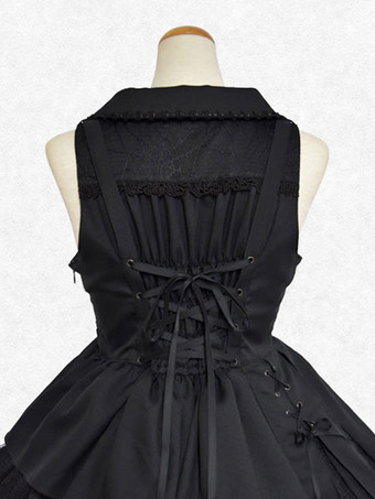 古典的なロリータ ドレス ポリエステル ノースリーブ ロリータ ドレス クラシック ブラック