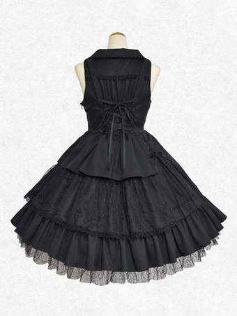 古典的なロリータ ドレス ポリエステル ノースリーブ ロリータ ドレス クラシック ブラック