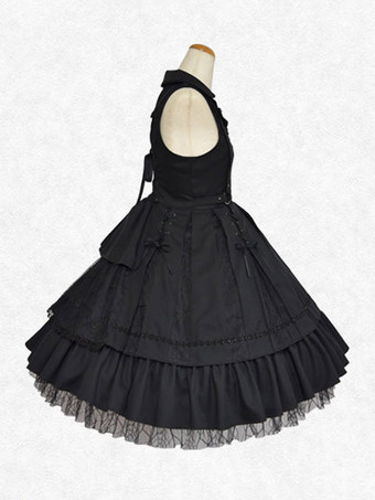 古典的なロリータ ドレス ポリエステル ノースリーブ ロリータ ドレス クラシック ブラック