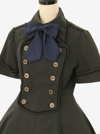 クラシックロリータドレス ポリエステル 半袖 クラシックロリータドレス ブラック