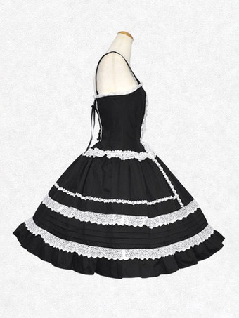 クラシックロリータドレス コットン ノースリーブ クラシックロリータドレス ブラック ホワイト