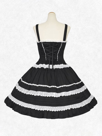 クラシックロリータドレス コットン ノースリーブ クラシックロリータドレス ブラック ホワイト