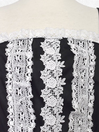 クラシックロリータドレス コットン ノースリーブ クラシックロリータドレス ブラック ホワイト