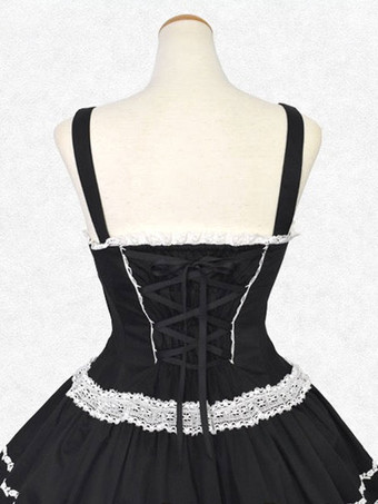 クラシックロリータドレス コットン ノースリーブ クラシックロリータドレス ブラック ホワイト