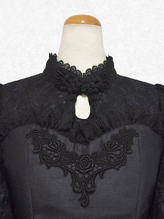 クラシカルロリータドレス ポリエステル 半袖 ロリータドレス クラシック ブラック