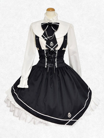 クラシック ロリータ SK フリル レース ブラック ロリータ スカート