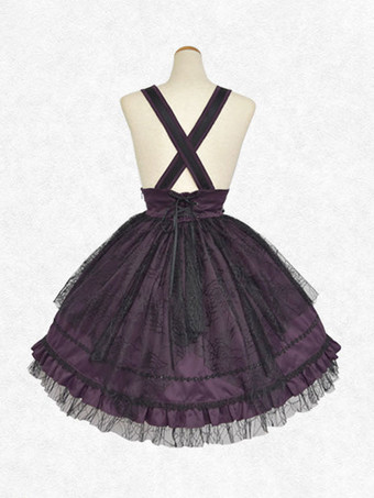 クラシック ロリータ SK レース レースアップ パープル ロリータ スカート