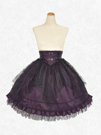クラシック ロリータ SK レース レースアップ パープル ロリータ スカート