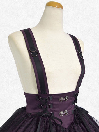 クラシック ロリータ SK レース レースアップ パープル ロリータ スカート