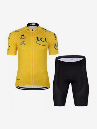 Maglia gialla a collo alto a maniche lunghe in 2 pezzi Tour de France da uomo