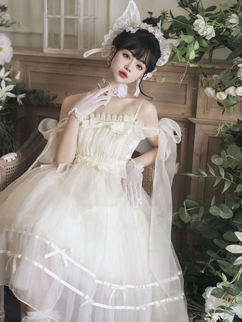 甘いロリータ ドレス ポリエステル ノースリーブ ロリータ ウェディング ドレス ジャンパー ロリータ ドレス
