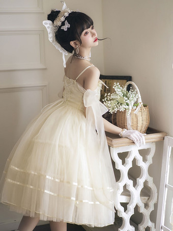 甘いロリータ ドレス ポリエステル ノースリーブ ロリータ ウェディング ドレス ジャンパー ロリータ ドレス