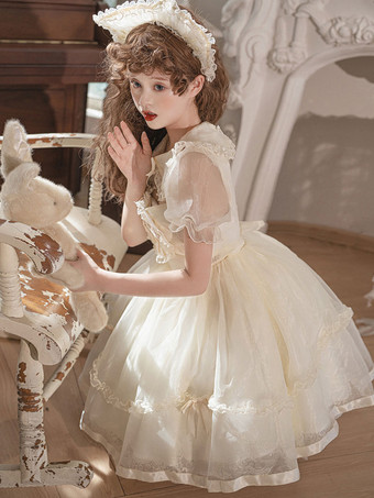 スウィートロリータドレス ポリエステル半袖ドレス スウィートロリータドレス