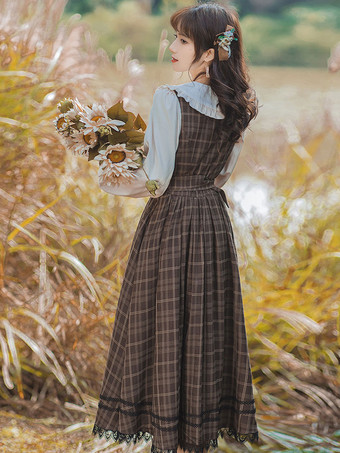 アカデミックロリータブラウス白長袖フリルロリータトップリボンロリータシャツ