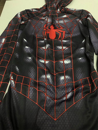 スパイダーマンコスチューム 大人用 ブラック レッドライン コスプレスーツ