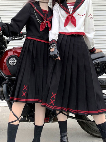 アカデミック ロリータ衣装 ブラック リボン 長袖 トップ スカート
