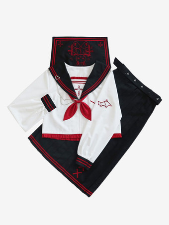 アカデミック ロリータ衣装 ブラック リボン 長袖 トップ スカート