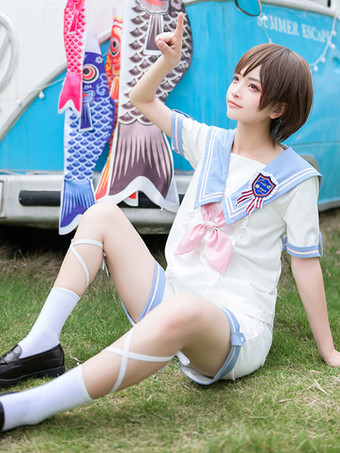 【男の子】ネイビー系ロリータ服 黒リボン フリル 半袖 トップス クラバットパンツ