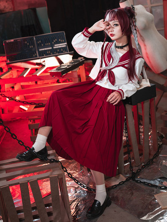 アカデミック ロリータ衣装 ホワイト リボン 半袖 スカート トップ