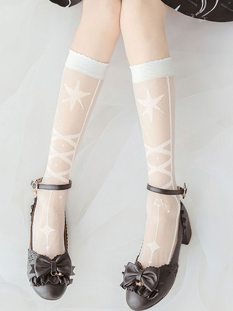 ホワイト 白いロリータ ストッキング アクセサリー ポリエステル ロリータ アクセサリー